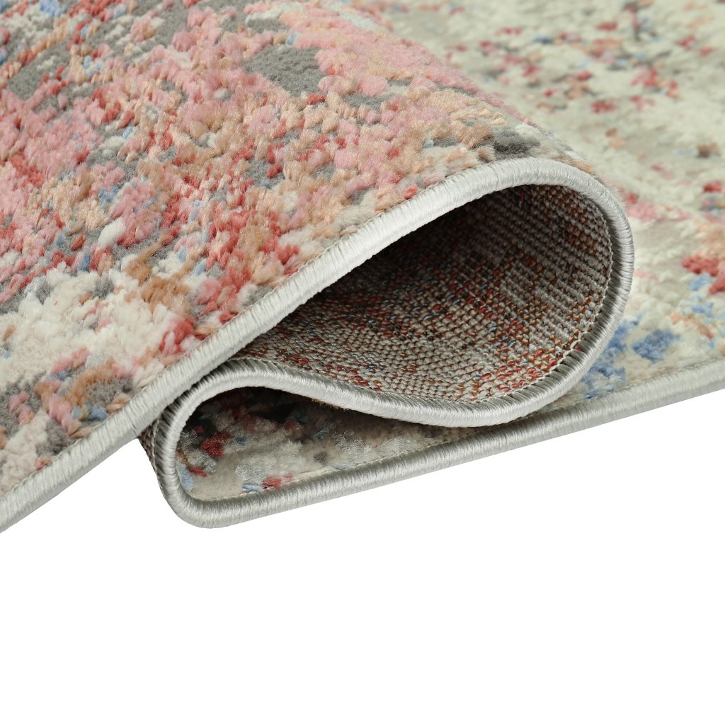 Teppich Retro Grau Rostbraun Blau Melange Abstrakt