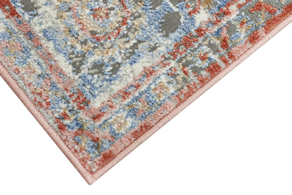 Teppich Retro Rostbraun Blau Rosette Vintage