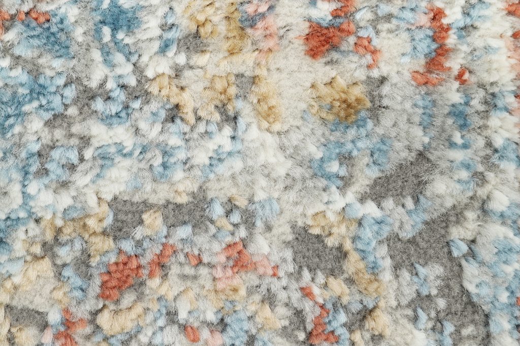 Teppich Retro Rostbraun Blau Rosette Vintage