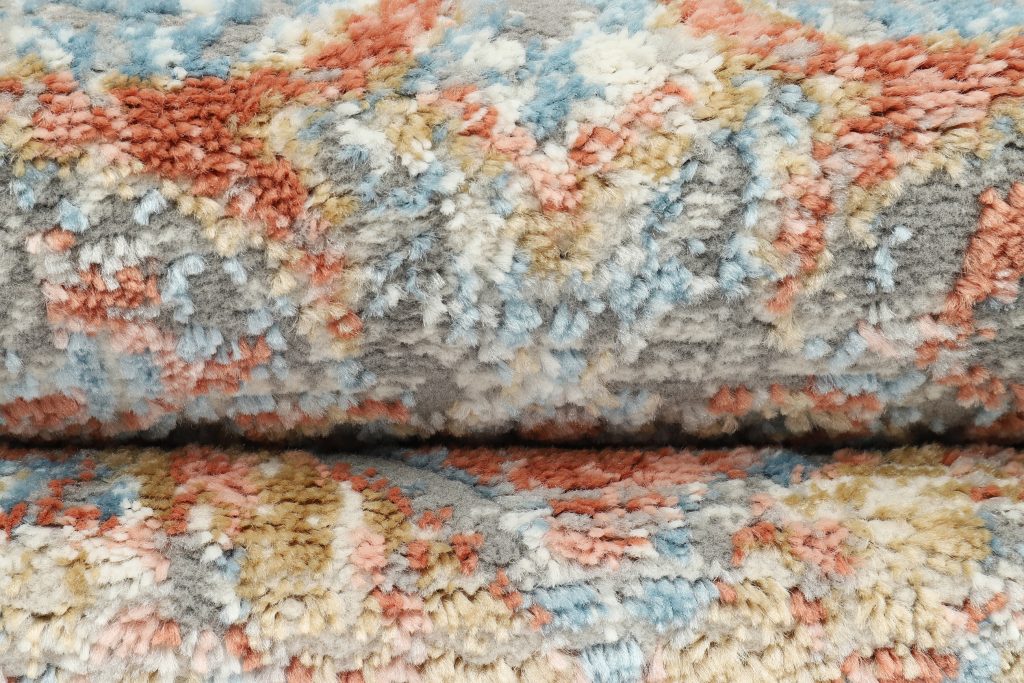 Teppich Retro Rostbraun Blau Rosette Vintage