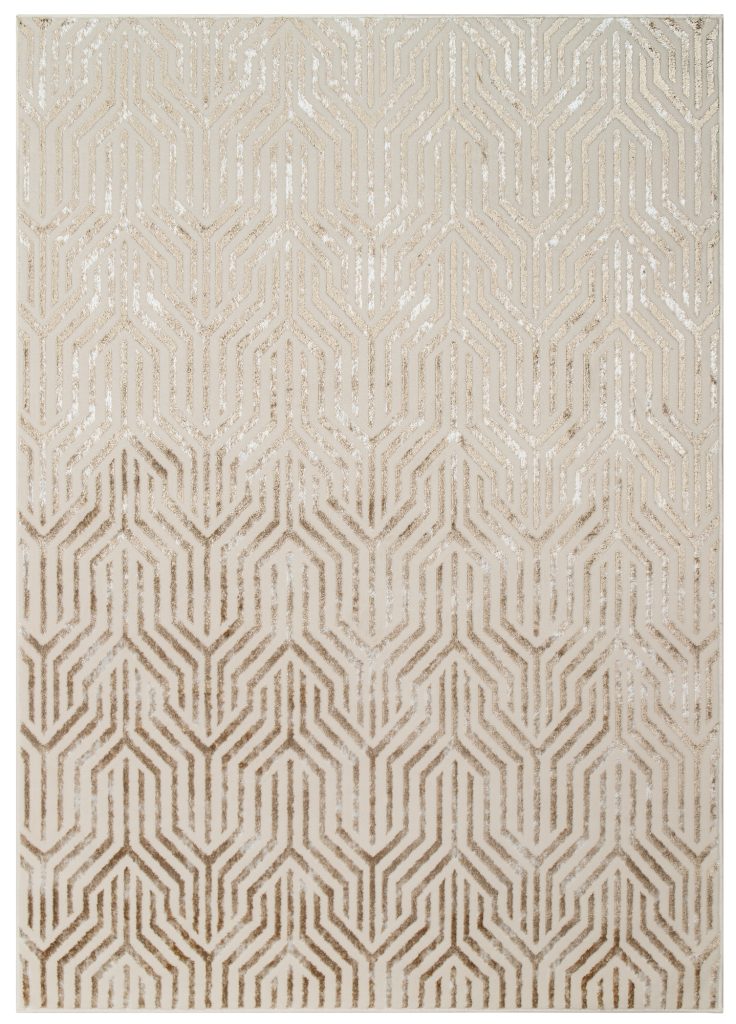 Teppich Crystal Braun Creme Beige Linien 3D Effekt