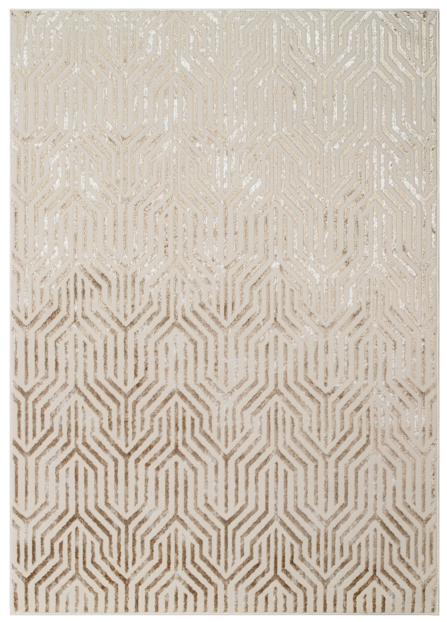 Teppich Crystal Braun Creme Beige Linien 3D Effekt