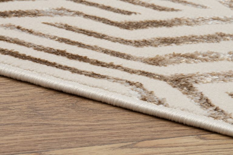 Teppich Crystal Braun Creme Beige Linien 3D Effekt