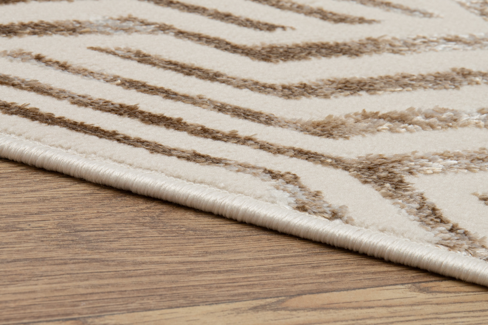 Teppich Crystal Braun Creme Beige Linien 3D Effekt