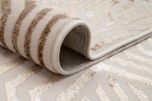 Teppich Crystal Braun Creme Beige Linien 3D Effekt