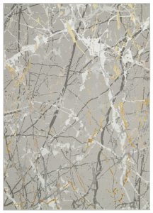 Teppich Crystal Grau Gold Abstrakt Marmor 3D Effekt