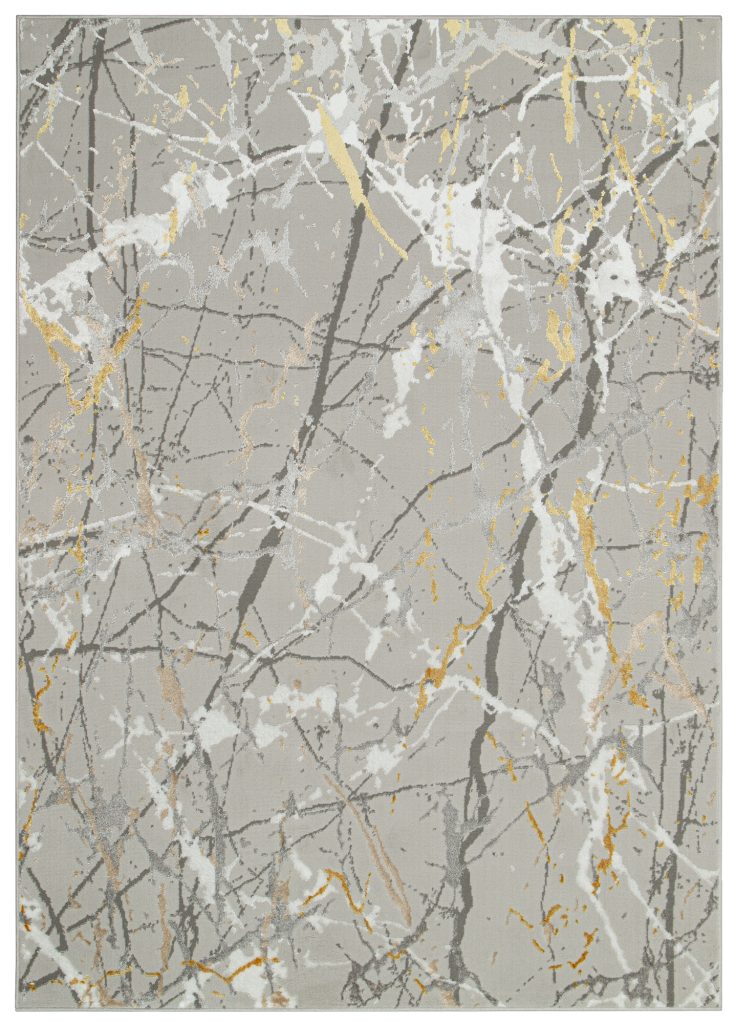 Teppich Crystal Grau Gold Abstrakt Marmor 3D Effekt