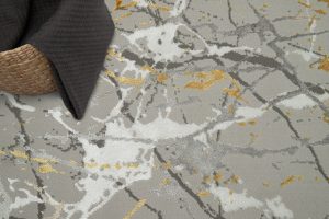 Teppich Crystal Grau Gold Abstrakt Marmor 3D Effekt