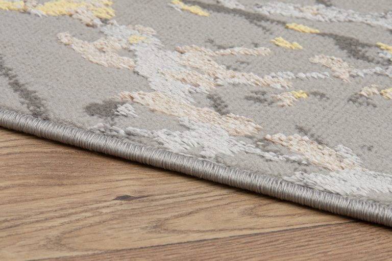 Teppich Crystal Grau Gold Abstrakt Marmor 3D Effekt