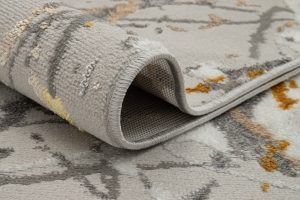 Teppich Crystal Grau Gold Abstrakt Marmor 3D Effekt