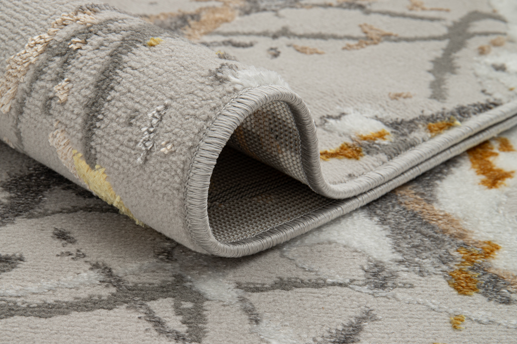 Teppich Crystal Grau Gold Abstrakt Marmor 3D Effekt