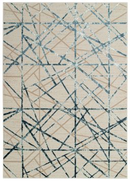 Teppich Crystal Blue Beige Abstrakt Linien 3D Effekt