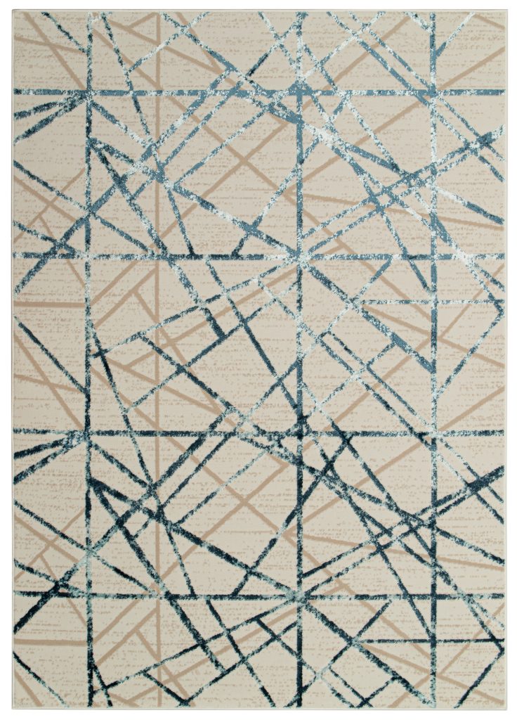 Teppich Crystal Blue Beige Abstrakt Linien 3D Effekt
