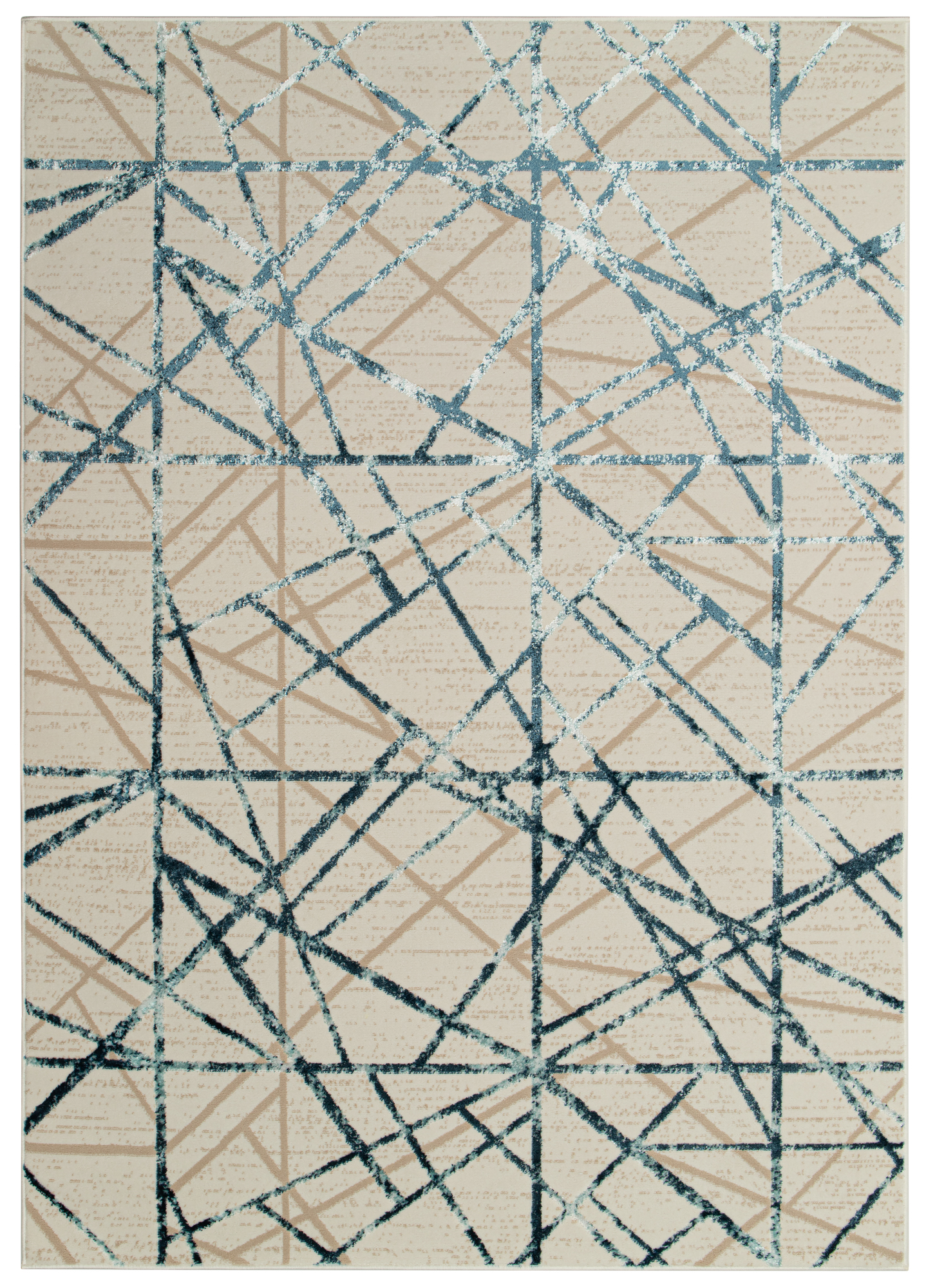 Teppich Crystal Blue Beige Abstrakt Linien 3D Effekt