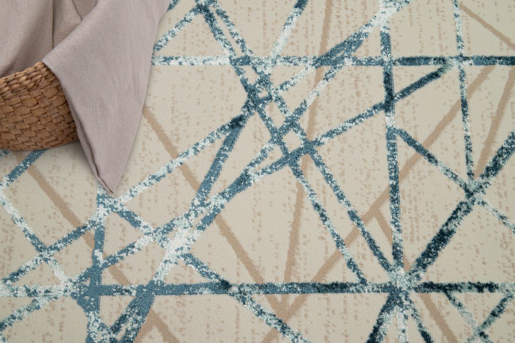 Teppich Crystal Blue Beige Abstrakt Linien 3D Effekt