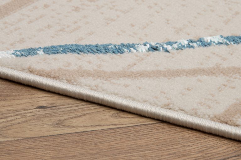 Teppich Crystal Blue Beige Abstrakt Linien 3D Effekt