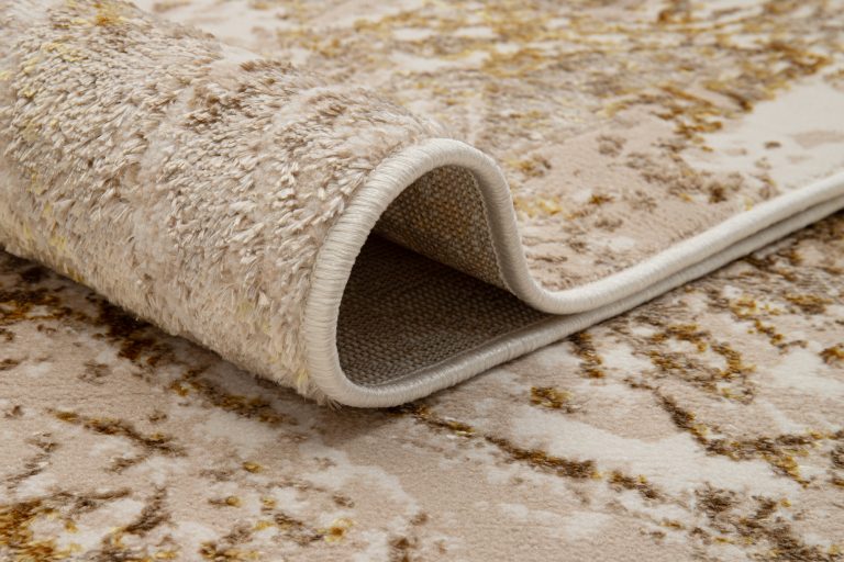 Teppich Crystal Beige Gold Creme Marmor 3D Effekt
