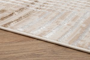 Teppich Crystal Rot Beige Creme Streifen 3D Effekt