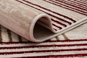 Teppich Crystal Rot Beige Creme Streifen 3D Effekt