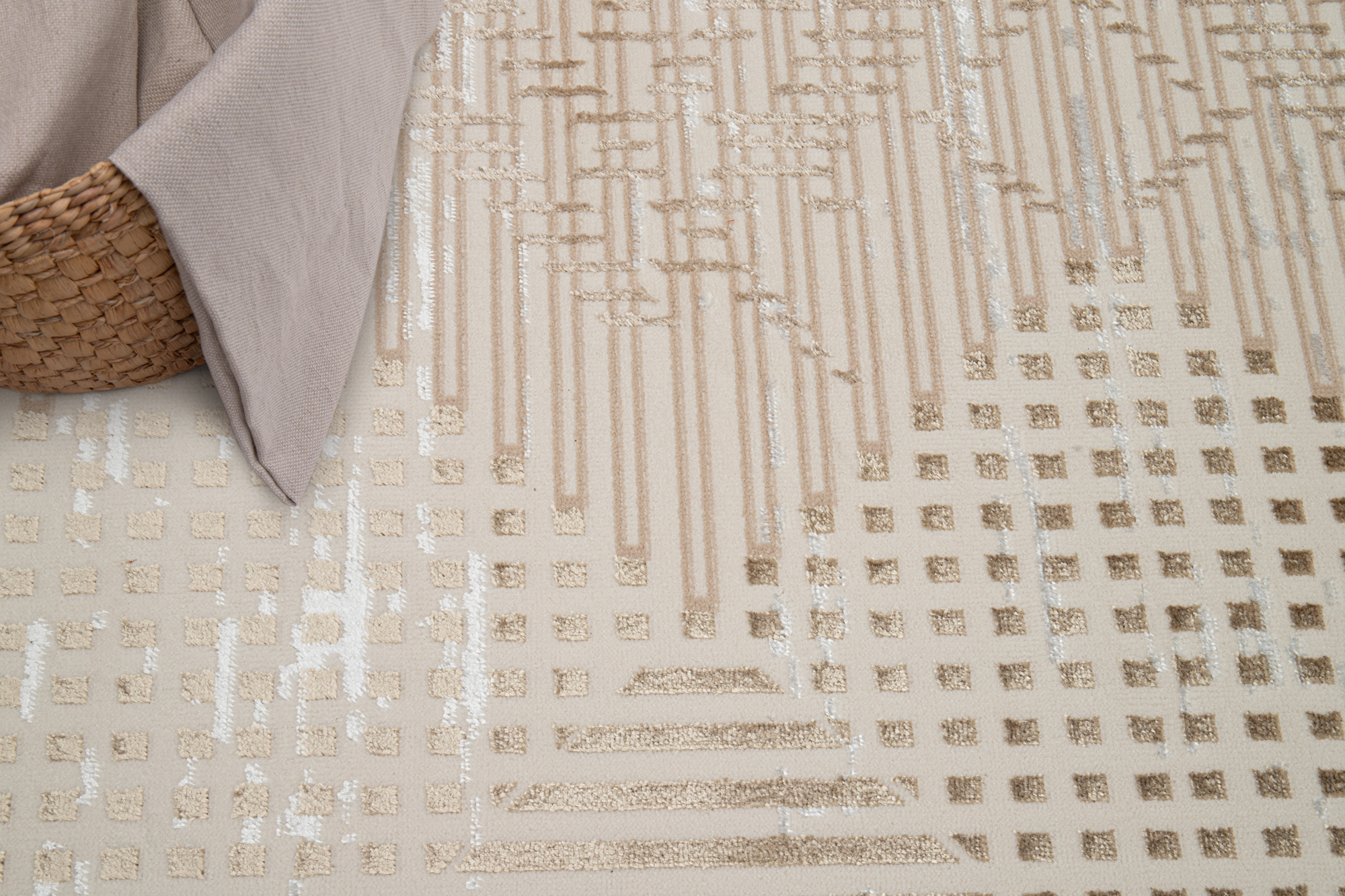 Teppich Crystal Brown Beige Vintage Viereck 3D Effekt