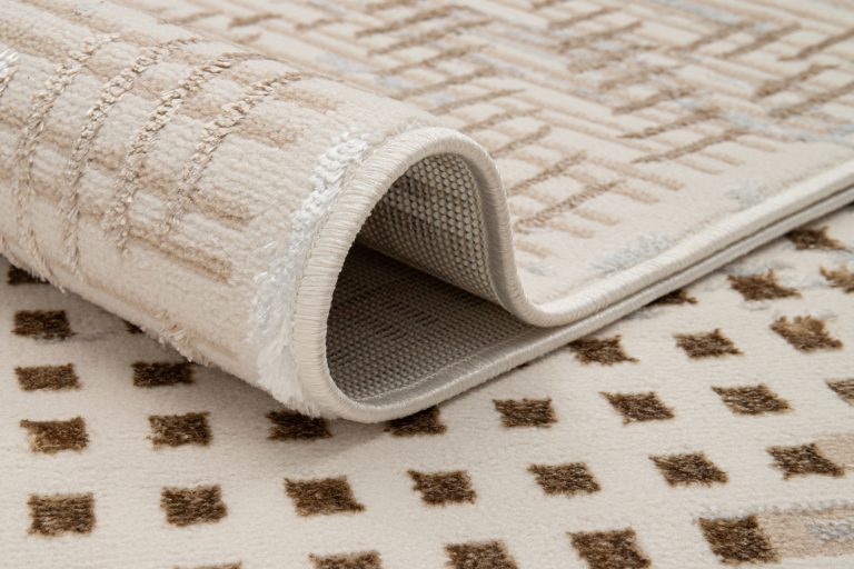 Teppich Crystal Brown Beige Vintage Viereck 3D Effekt