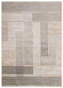 Teppich Crystal Grau Beige Creme Streifen 3D Effekt