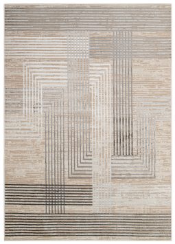 Teppich Crystal Grau Beige Creme Streifen 3D Effekt