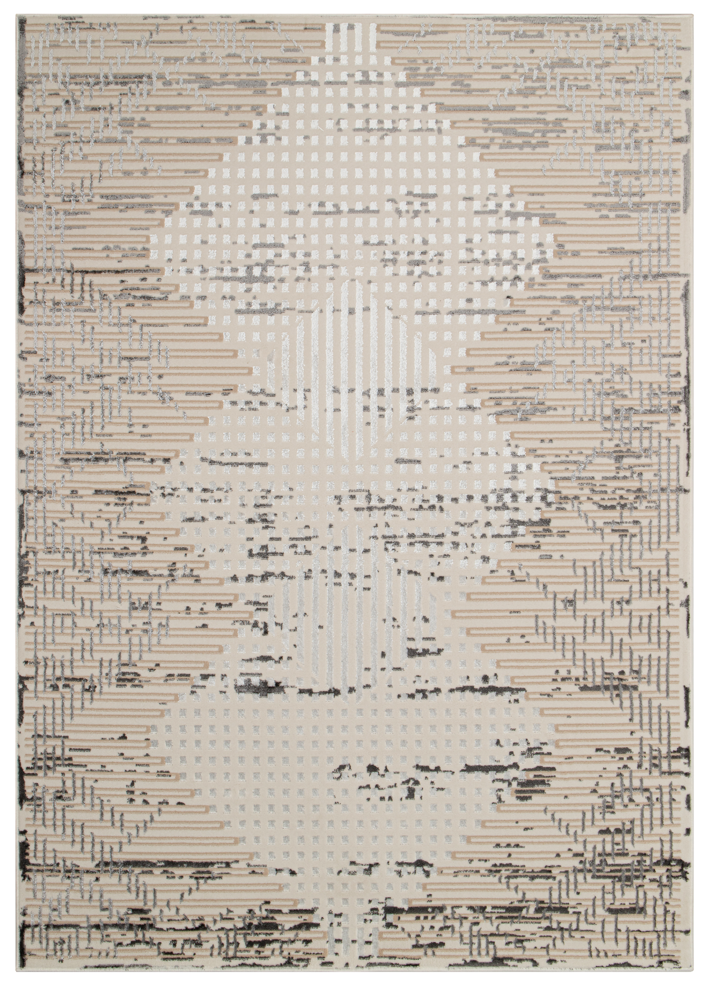 Teppich Crystal Hellgrau Vintage Viereck 3D Effekt