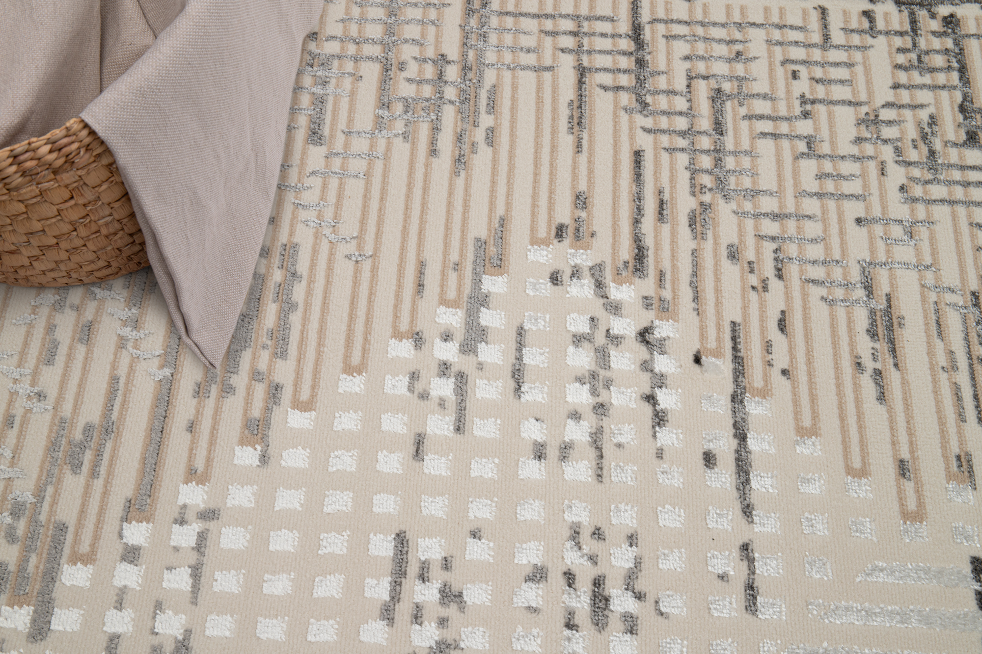 Teppich Crystal Hellgrau Vintage Viereck 3D Effekt