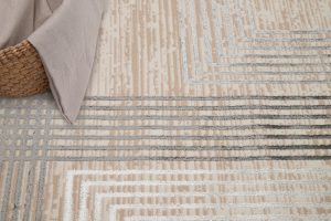 Teppich Crystal Grau Beige Creme Streifen 3D Effekt