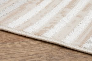 Teppich Crystal Grau Beige Creme Streifen 3D Effekt