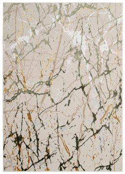 Teppich Crystal Grün Creme Abstrakt Marmor 3D Effekt