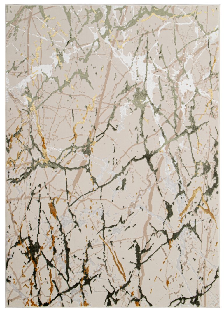 Teppich Crystal Grün Creme Abstrakt Marmor 3D Effekt