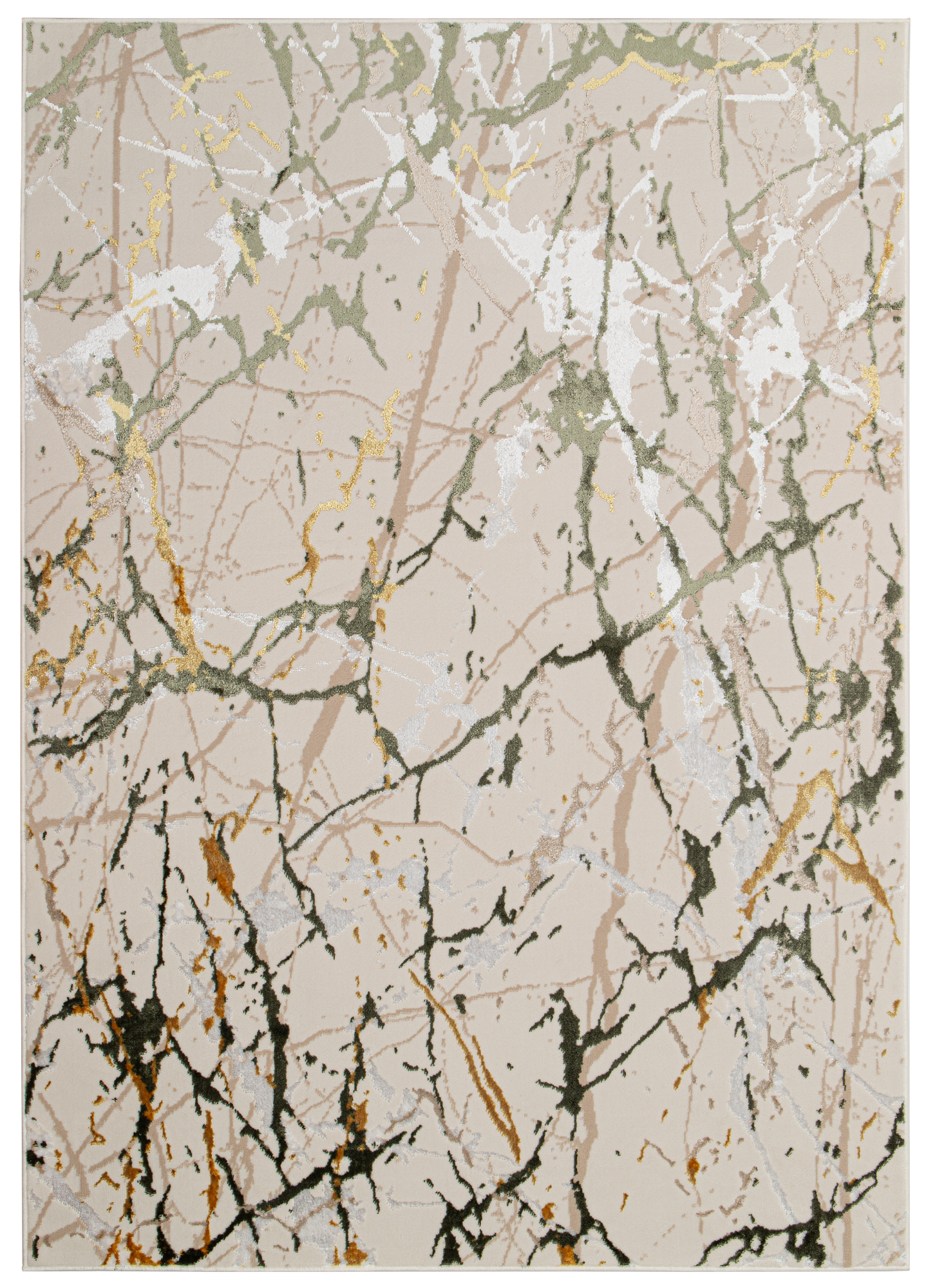 Teppich Crystal Grün Creme Abstrakt Marmor 3D Effekt