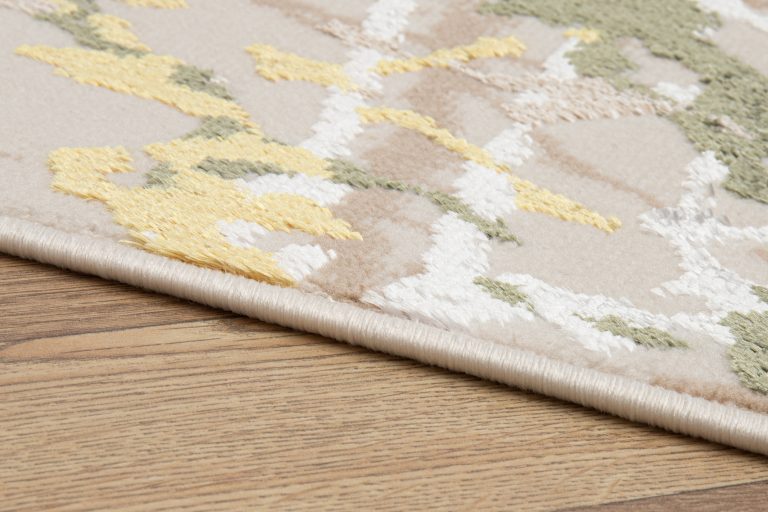 Teppich Crystal Grün Creme Abstrakt Marmor 3D Effekt