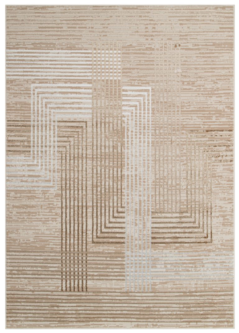 Teppich Crystal Braun Beige Creme Streifen 3D Effekt