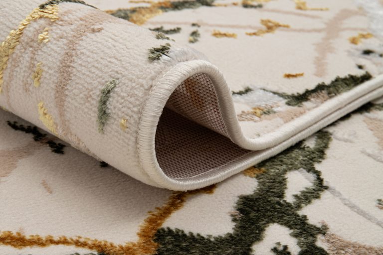 Teppich Crystal Grün Creme Abstrakt Marmor 3D Effekt