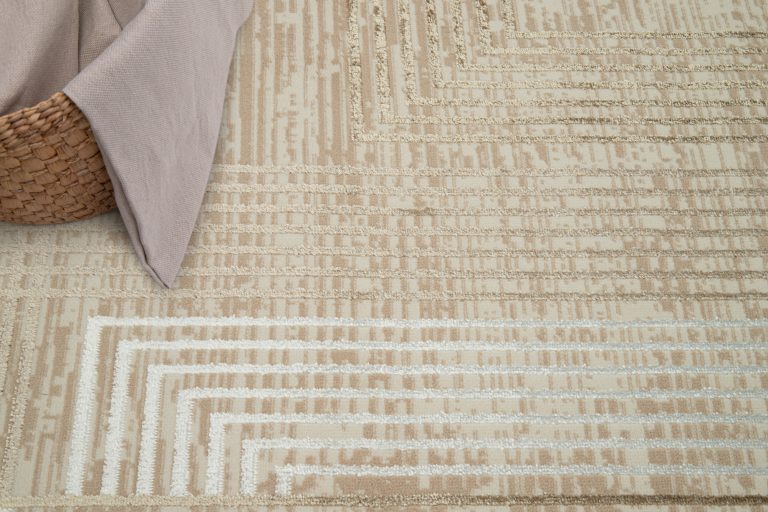 Teppich Crystal Braun Beige Creme Streifen 3D Effekt