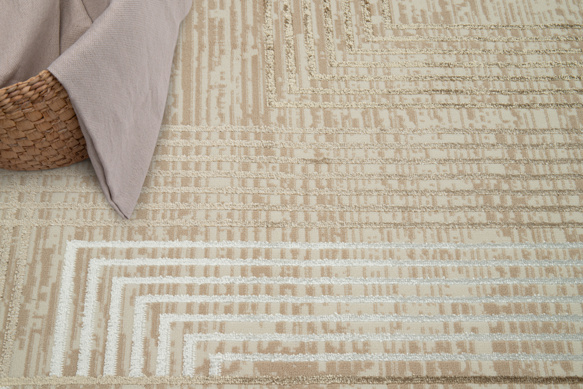 Teppich Crystal Braun Beige Creme Streifen 3D Effekt