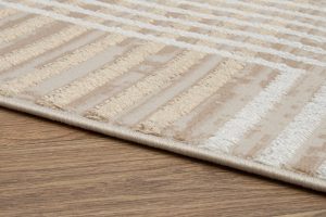 Teppich Crystal Braun Beige Creme Streifen 3D Effekt