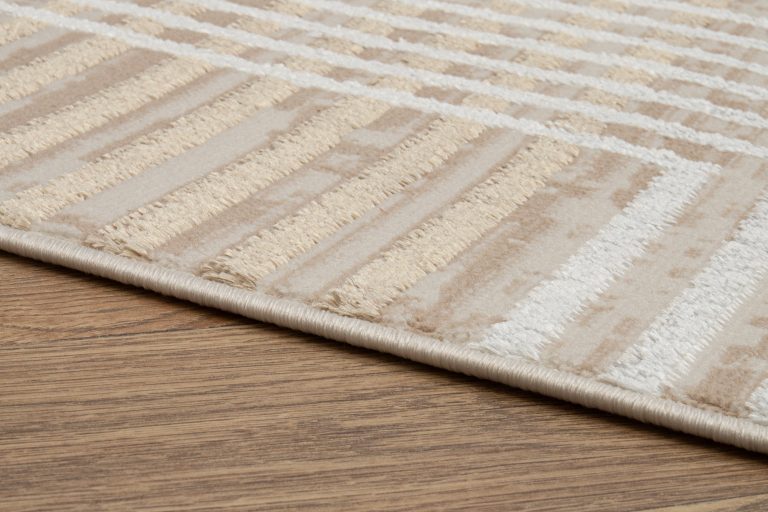 Teppich Crystal Braun Beige Creme Streifen 3D Effekt