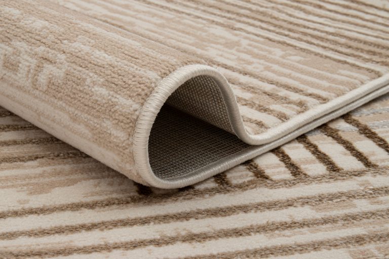 Teppich Crystal Braun Beige Creme Streifen 3D Effekt