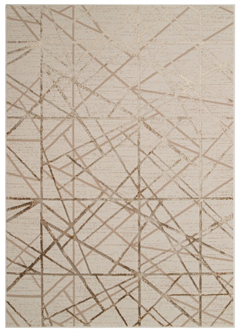 Teppich Crystal Beige Braun Abstrakt Linien 3D Effekt
