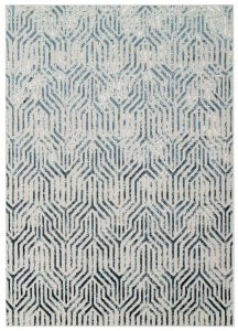 Teppich Crystal Blau Weiß Linien 3D Effekt