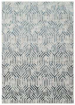 Teppich Crystal Blau Weiß Linien 3D Effekt