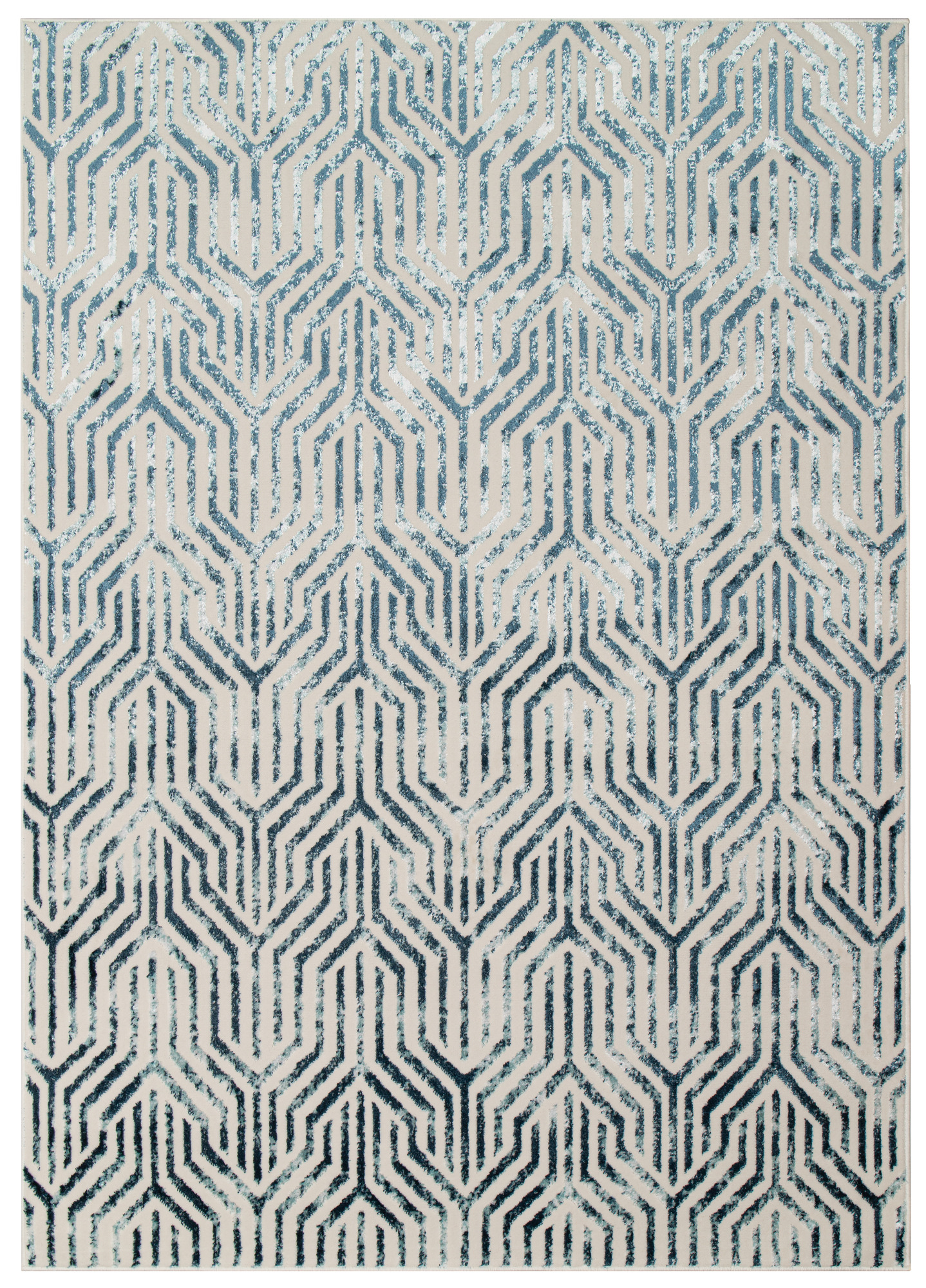 Teppich Crystal Blau Weiß Linien 3D Effekt