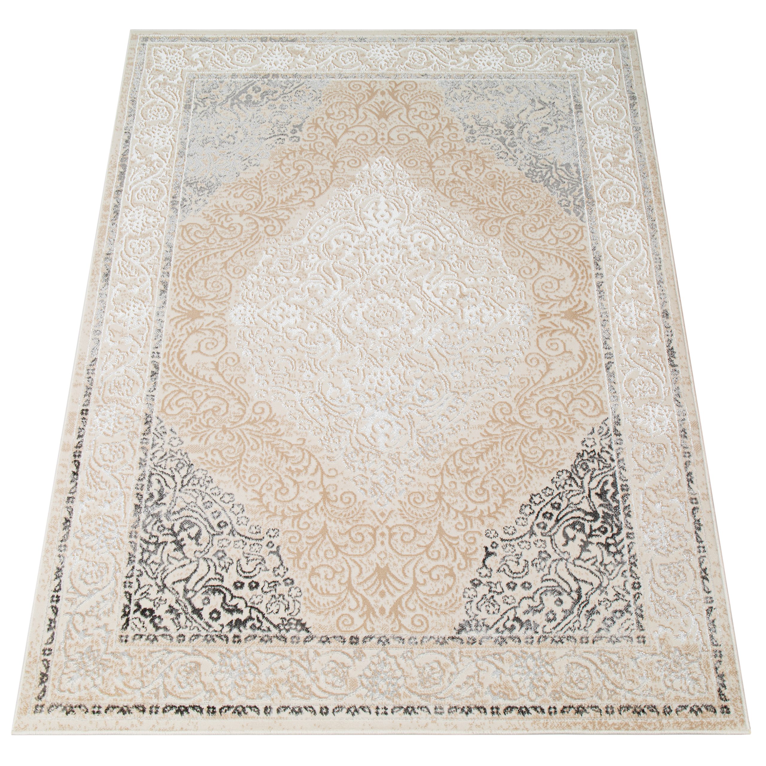 Teppich Ares Creme Grau Vintage Medallion