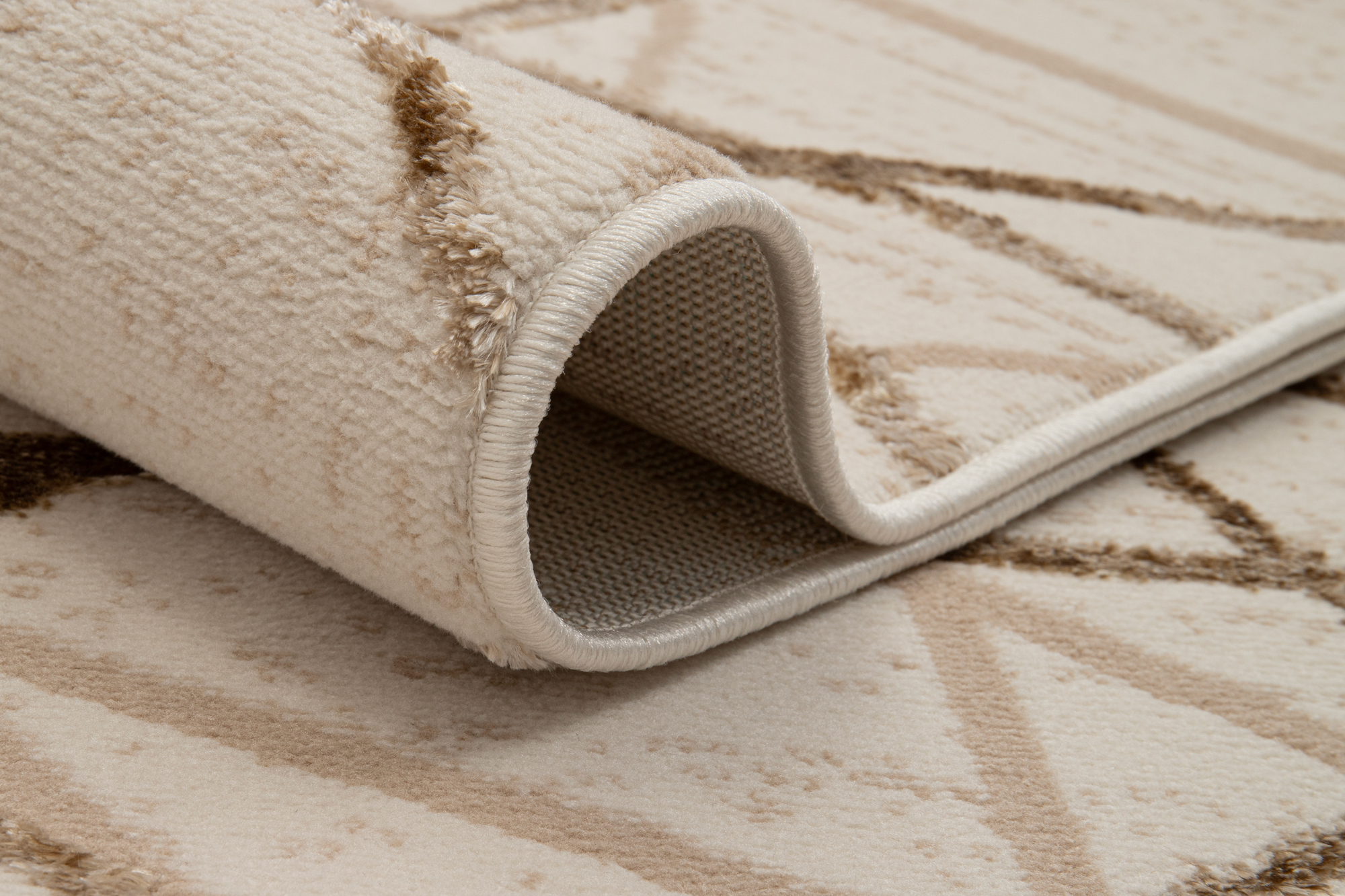 Teppich Crystal Beige Braun Abstrakt Linien 3D Effekt