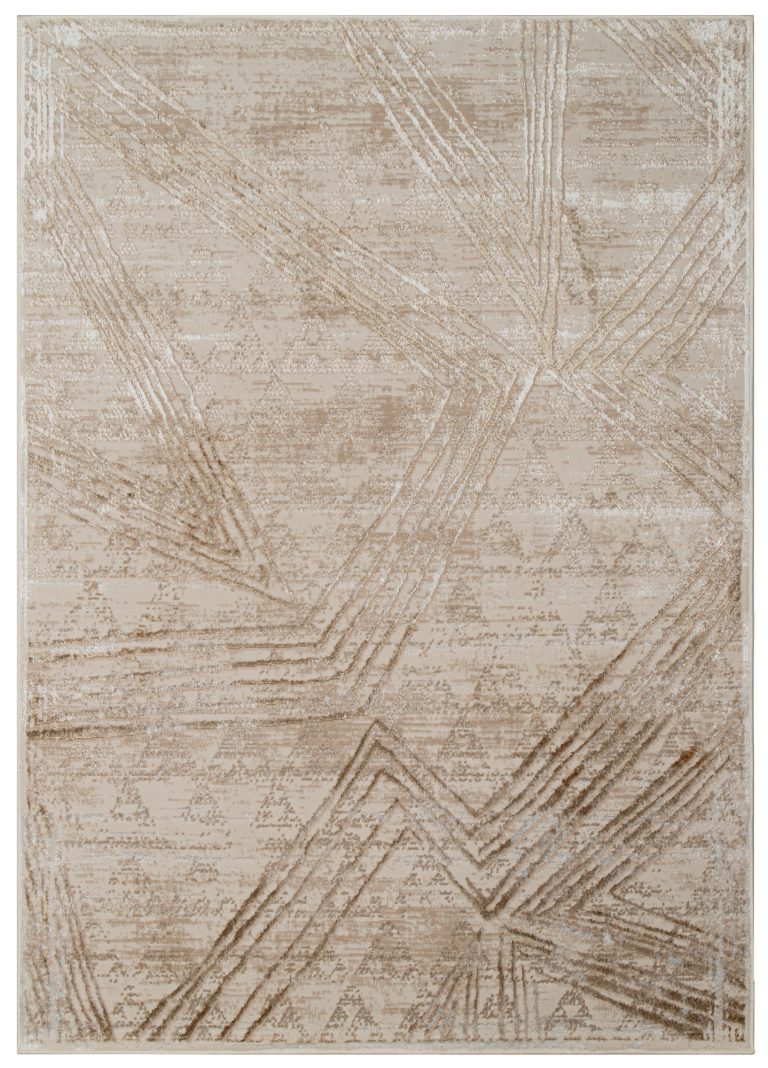 Teppich Crystal Creme Braun Verwischt Linien 3D Effekt