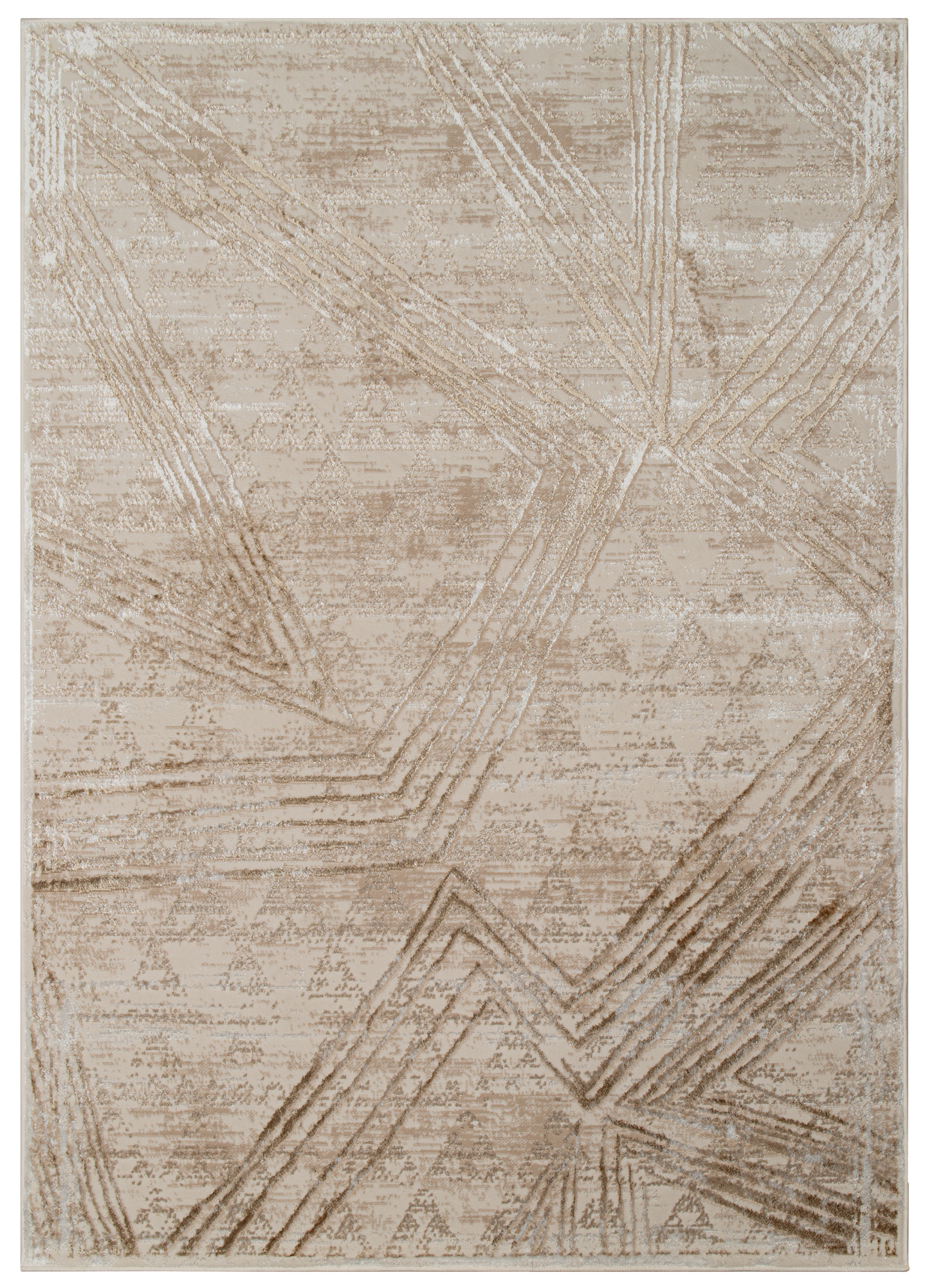 Teppich Crystal Creme Braun Verwischt Linien 3D Effekt